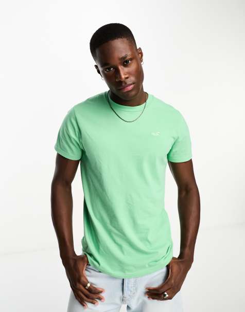 Hollister iconic large logo dip dye t-shirt slim fit in white to black, ASOS