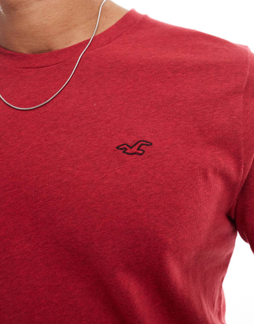 Hollister icon logo t-shirt in red marl, 2 of 4