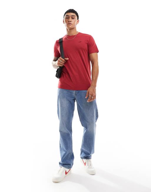 Hollister icon logo t-shirt in red marl, 3 of 4