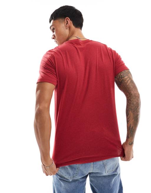 Hollister icon logo t-shirt in red marl, 4 of 4