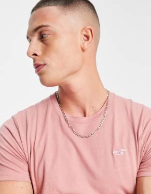 Hollister icon logo t-shirt in rose pink