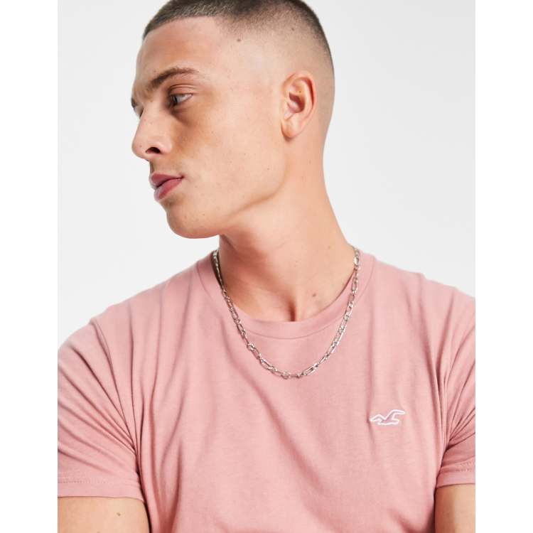 Pink hollister shirt guys sales