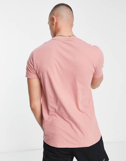 Hollister icon logo t shirt in rose pink