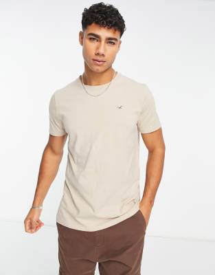 Hollister icon logo t-shirt in tan