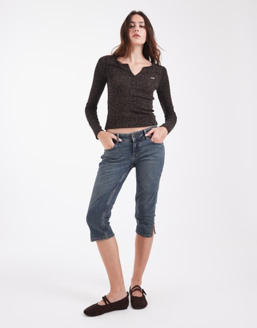 Hollister icon logo top henley a maniche lunghe con stampa leopardata, 4 di 4