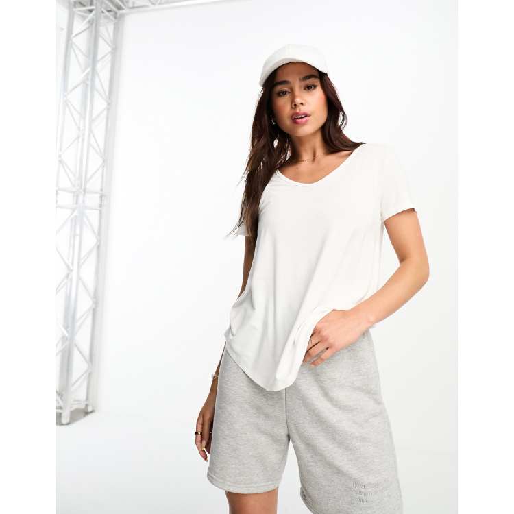 Hollister icon logo v neck t shirt in white ASOS