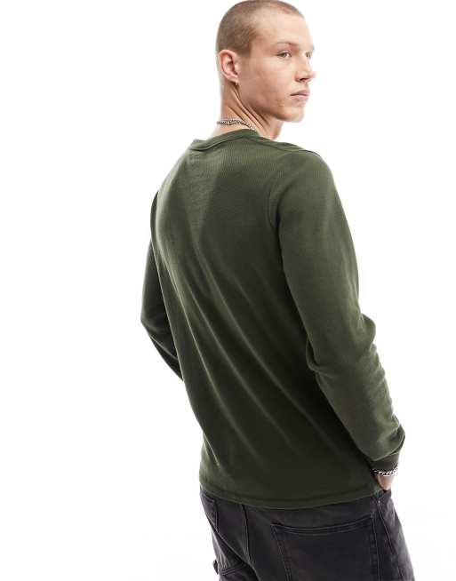 Hollister Co. BUTTON THROUGH ICON - Long sleeved top - desert sage