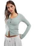 [Hollister] Hollister icon long sleeve button through top in green XL GREEN