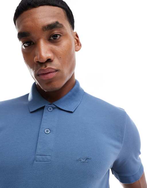Hollister – Icon – Mellanblå pikétröja med logga, 3 av 4