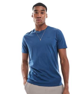Hollister Hollister icon motif detail fitted t-shirt in teal-Blue