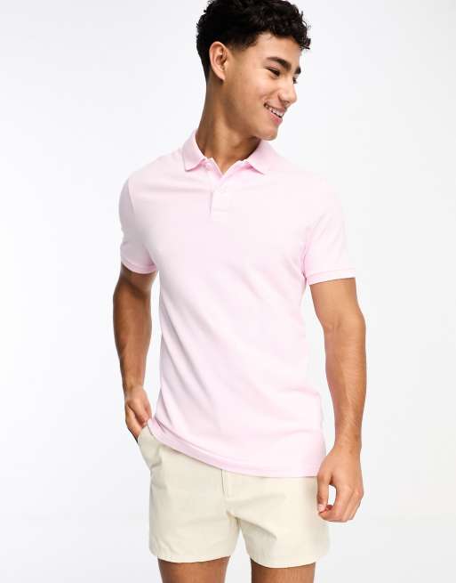 Hollister Icon Polo in piqu rosa con logo ASOS