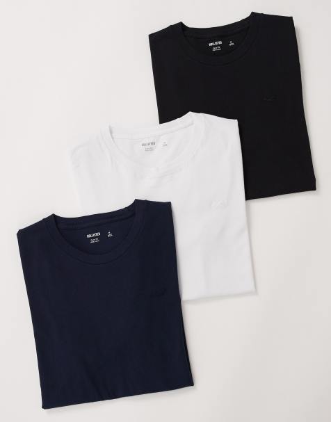 Hollister - Icon - Set van 3 T-shirts met ronde hals in zwart/blauw/wit - view 1