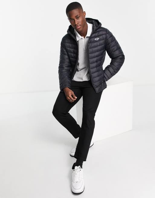 Lightweight hooded puffer jacket hollister on sale