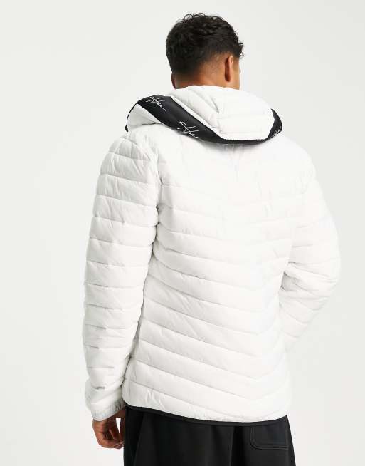 Hollister hooded puffer jacket icon logo in black cheap