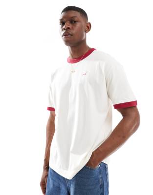 Hollister Icon Washed Boxy T-shirt With Contrast Binding In Neutral