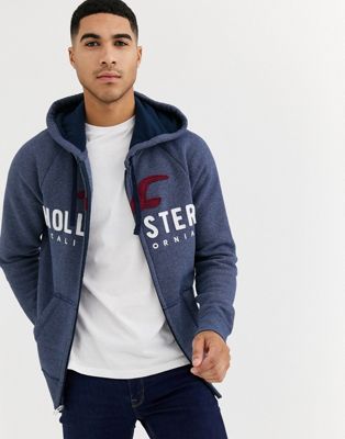 hollister blue zip hoodie