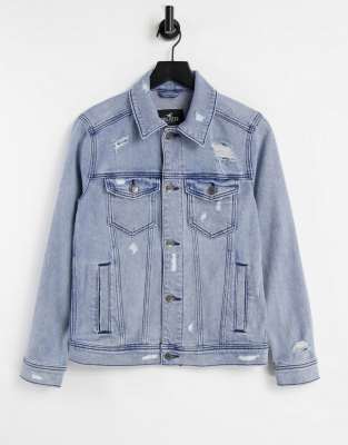 Hollister indigo denim trucker jacket in medium wash - ASOS Price Checker
