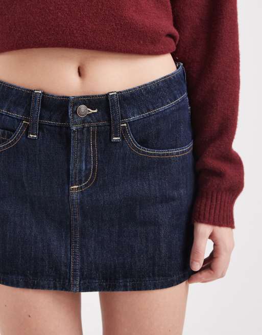 Hollister – Indigoblå minikjol i denim med låg midja, 4 av 5