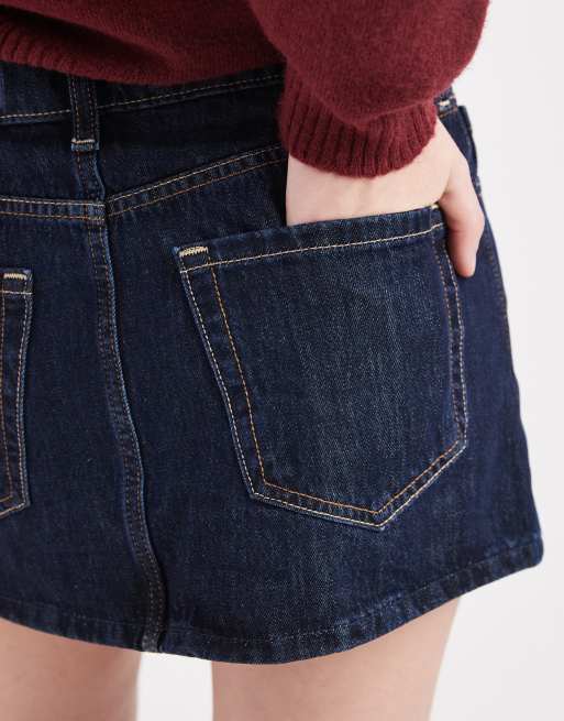 Hollister – Indigoblå minikjol i denim med låg midja, 5 av 5