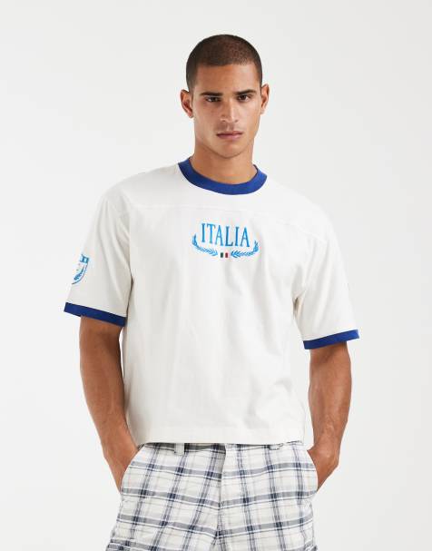 Hollister – Italy – Vit fotbollsinspirerad t-shirt i oversize - view 1