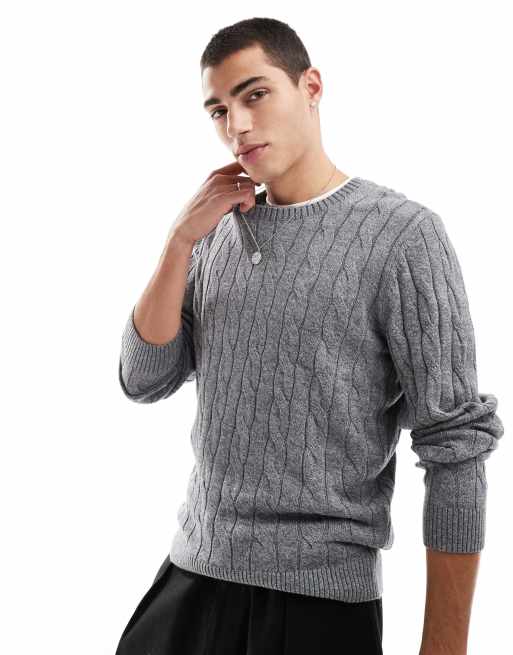 Hollister – Jasnoniebieski sweter z lekkiej dzianiny o splocie warkoczowym