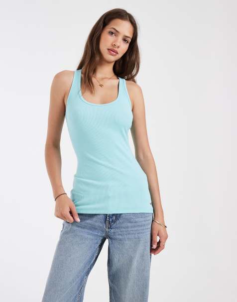 Hollister – Jasnoniebieski top bez rękawów z dekoltem w kształcie litery U - view 1