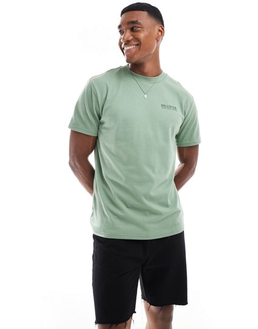 Hollister – Jasnozielony T-shirt o luźnym kroju z małym logo