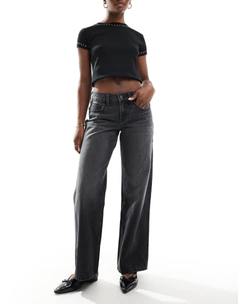 Hollister - Jean baggy à taille basse - Noir clair délavé - view 1