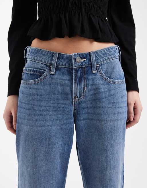 Hollister - Jean baggy à taille basse réglable - Bleu moyen délavé, 5 de 5