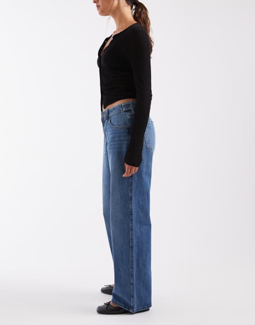 Hollister jean baggy ajustable avec ourlet retroussé bleu moyen, 3 de 5
