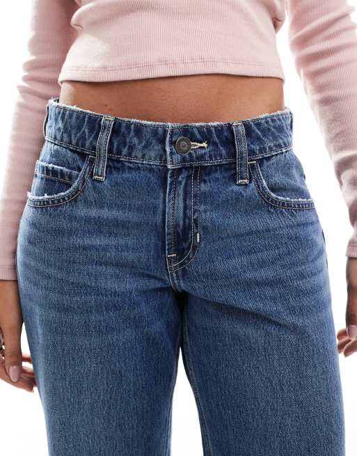 Hollister - Jean baggy droit à taille basse - Bleu délavé, 5 de 5