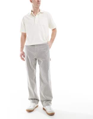 Hollister - Jean baggy style charpentier à rayures hickory - Bleu-Multicolore