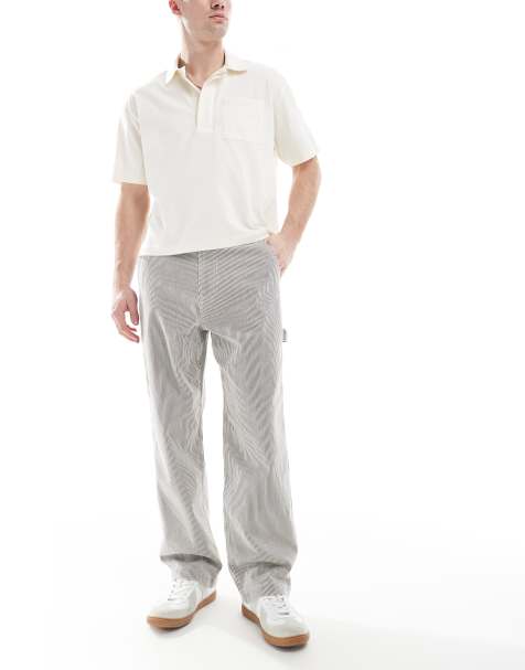 Hollister - Jean baggy style charpentier à rayures hickory - Bleu - view 1