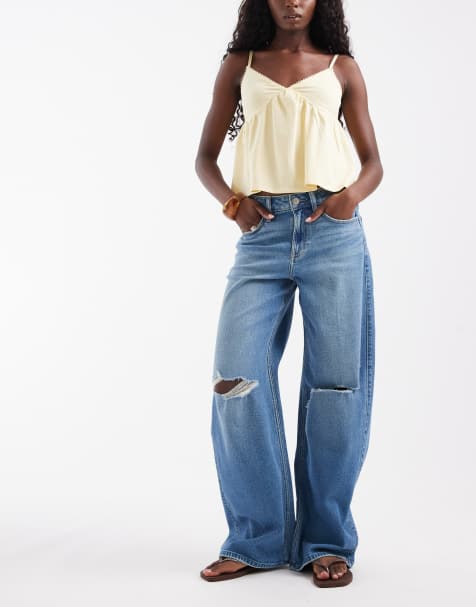 Hollister - Jean baggy taille haute - Bleu moyen - view 1