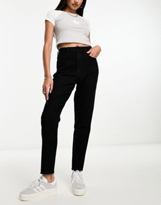 Hollister high rise mom fit jean in saturated black - ASOS Price Checker