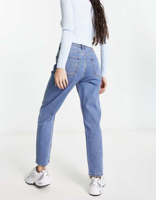 Hollister Jean mom taille haute dechire a ornements Delavage moyen ASOS