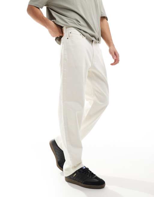 Hollister - Jean style charpentier coupe droite ample - Écru
