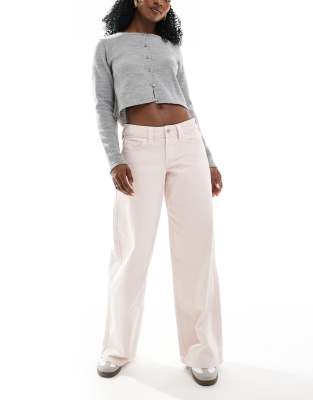 Hollister - Jean ultra baggy à taille basse - Délavage rose clair surteint