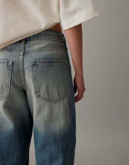 Hollister - Jeans ampi a vita alta lavaggio blu chiaro, 4 di 7