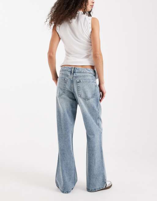 Hollister - Jeans ampi a vita bassa lavaggio blu chiaro, 2 di 5