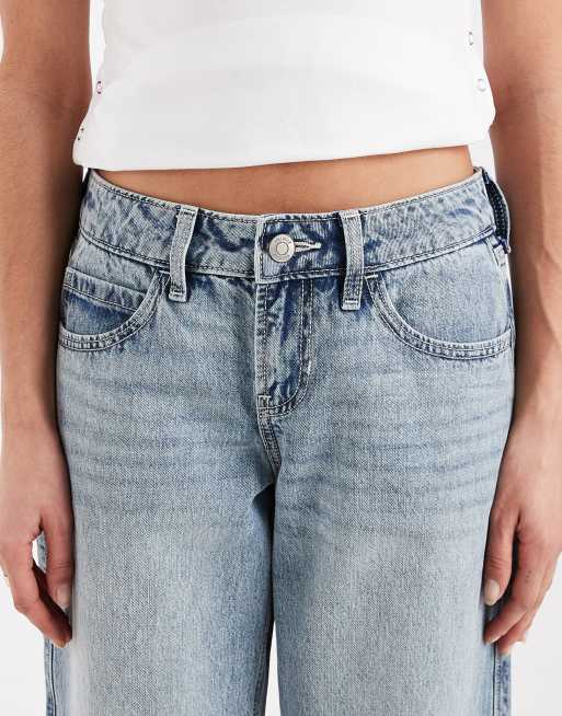 Hollister - Jeans ampi a vita bassa lavaggio blu chiaro, 5 di 5