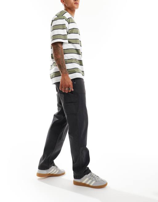 Hollister - Jeans ampi antracite con ginocchia doppiate