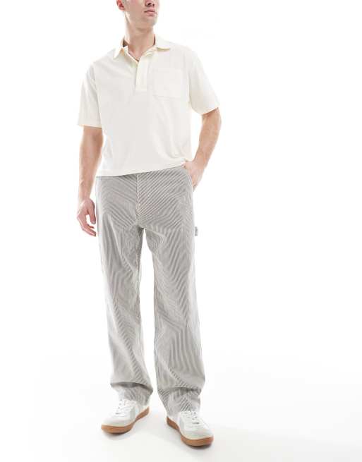 Hollister - Jeans ampi blu a righe hickory