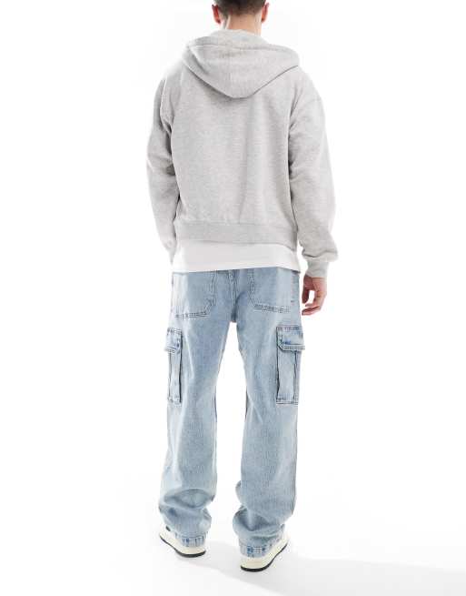 Hollister - Jeans ampi lavaggio stone wash chiaro con tasche, 3 di 5