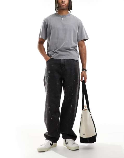 Hollister - Jeans ampi stile skater nero slavato - view 1