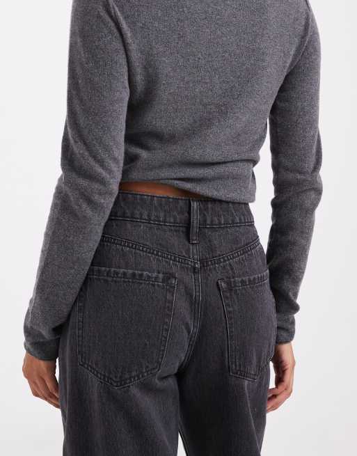 Hollister jeans baggy a vita alta lavaggio nero, 4 di 5
