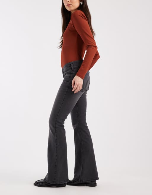 Hollister - Jeans bootcut a vita bassa nero slavato, 3 di 5