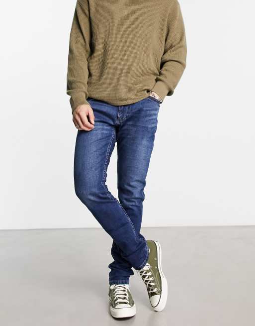 Hollister – Jeans in dunkler Waschung mit engem Schnitt und leichten Abnutzungseffekten