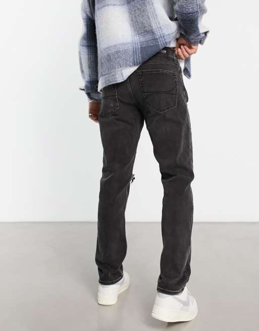 Hollister Jeans in verwaschenem Schwarz mit schmalem geradem Schnitt und Used Details ASOS