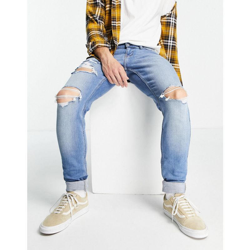 Vi3cf Jeans Hollister - Jeans invecchiati super skinny a strati lavaggio chiaro medio